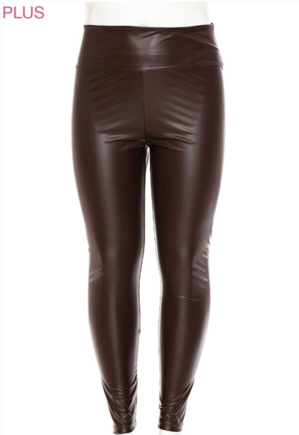 Plus High-Waist PU Leggings